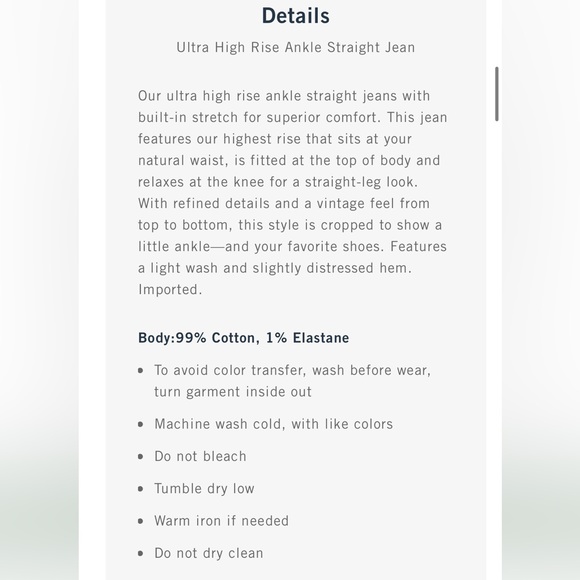 ABERCROMBIE 2 Short - The Ankle Straight Ultra High Rise - Picture 8 of 9